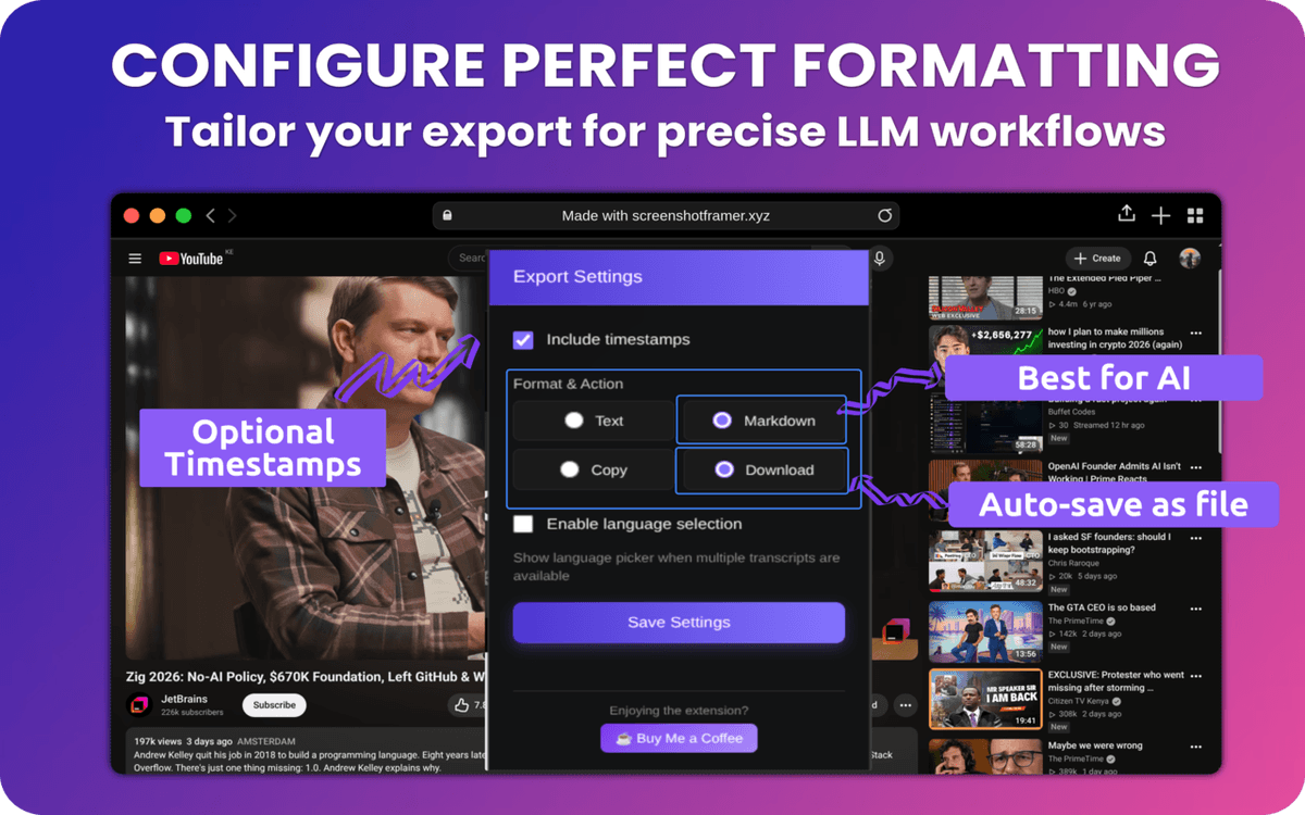 YT Transcript Exporter