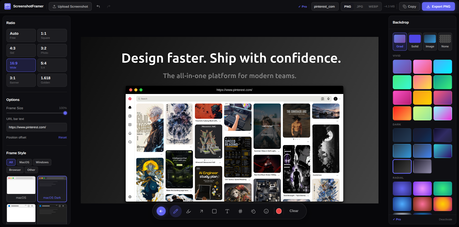 Screenshot Framer screenshot